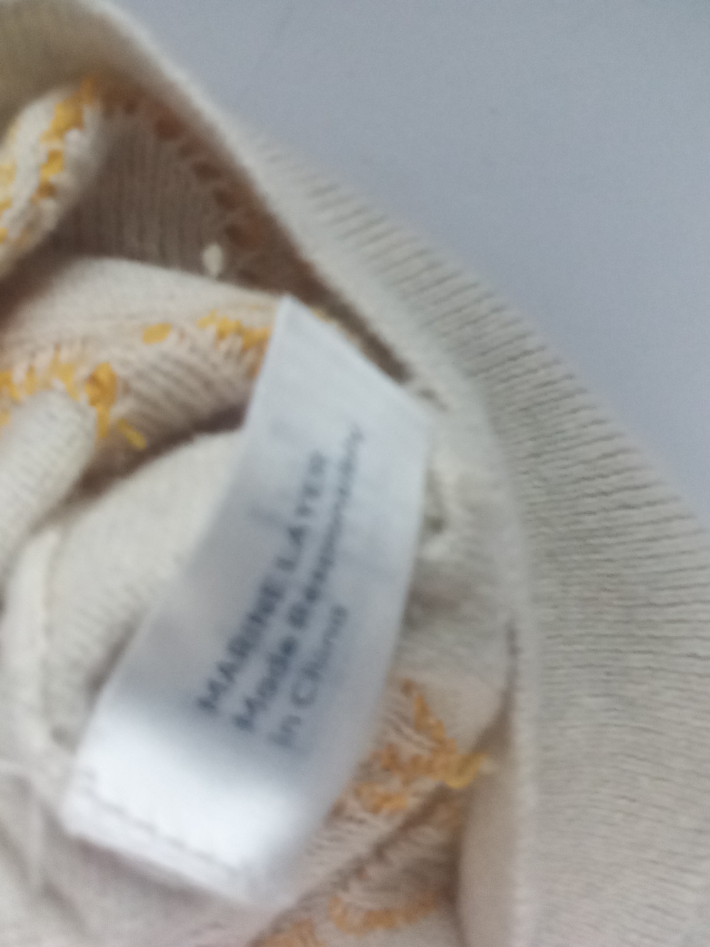 Marine Layer Kai Icon Sweater Oatmeal Yellow Sun Motif - Picture 8 of 9